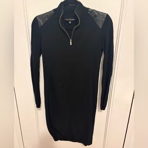 Catherine Malandrino Half Zip Black Knit Midi Dress sz XS Gently Worn